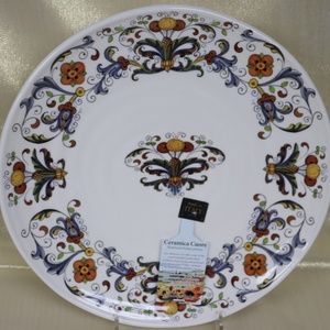 CERAMICA CUORE DERUTA DESIGN LARGE ROUND 15" SERVING PLATTER-MADE IN ITALY - NEW